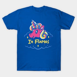 in flames and cute unicorn T-Shirt